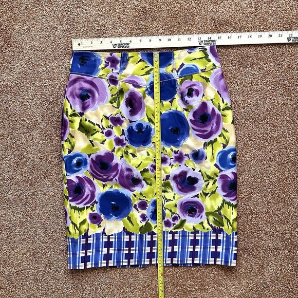 Baraschi Anthropologie Skirt 8 Pencil Midi Floral Preppy Career Office Zip - Picture 7 of 7